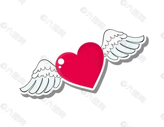 卡通爱心天使翅膀矢量素材
