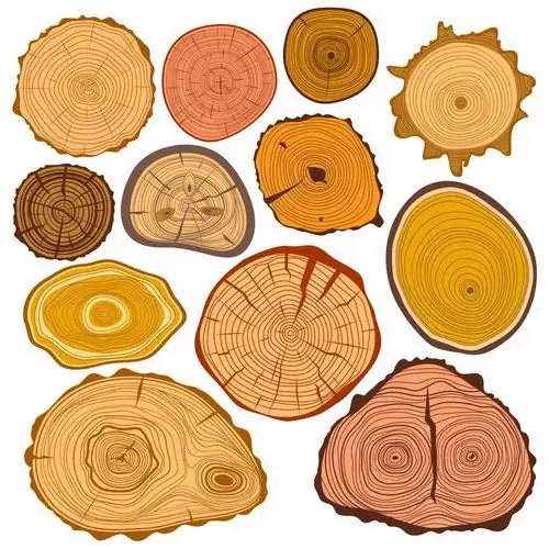 各种形状的大树树干横切面年轮图案png图片免抠矢量素材