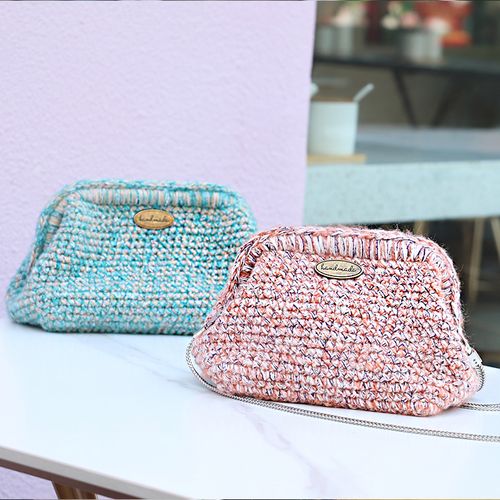 小香风口金包收纳包云朵包 马海毛手混线钩针编织教程 手工材料包