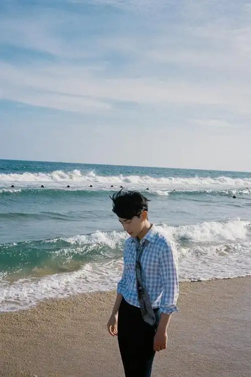 邓伦海岸胶片风写真释出 怼脸拍帅气满分