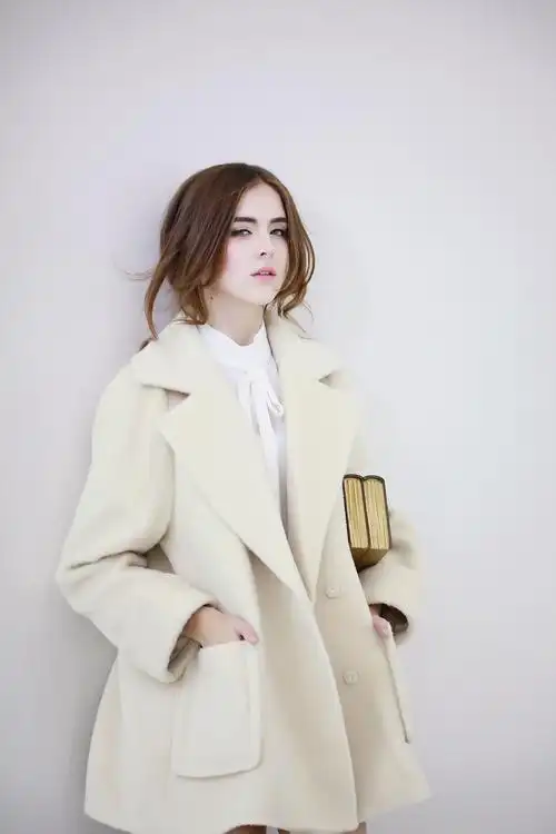 15冬季新款女装简约纯色宽松毛呢翻领大衣中长款修身呢子外套2837