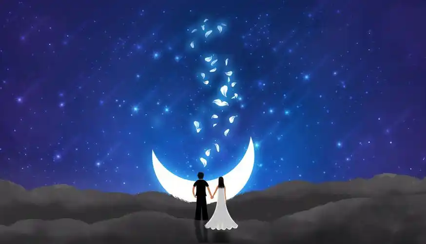 月亮代表我的心情人节浪漫插画