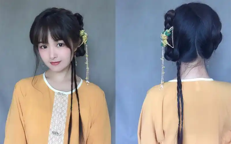 既温柔又简单的汉服发型教程真发盘发无需假发包适合中长发的姐妹哦一