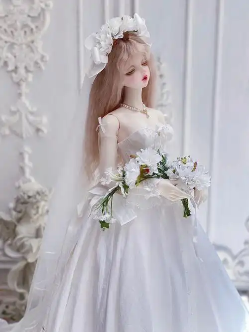 bjd私养纯白婚纱