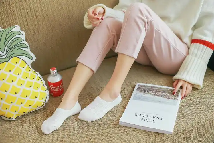 日系竖条硅胶浅口船袜纯色全棉透气袜子女夏季女士隐形袜厂家批发