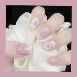 美甲贴片可爱涂鸦软萌日杂风猫爪美甲粉色成品指甲贴片春夏穿戴甲