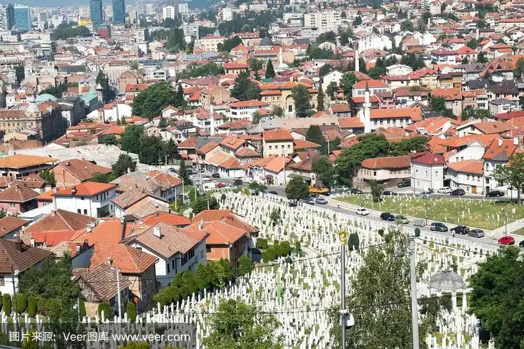 夏季萨拉热窝,波斯尼亚和黑塞哥维那的全景