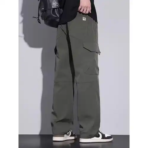 工装裤男潮牌宽松直筒新款多口袋青少年裤子男士休闲裤春秋款