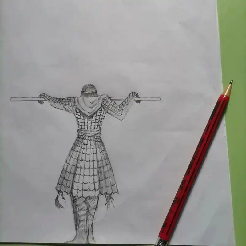 网上临摹的孙悟空背影 原本学校老师叫画人物背影的作业,昨天完成的