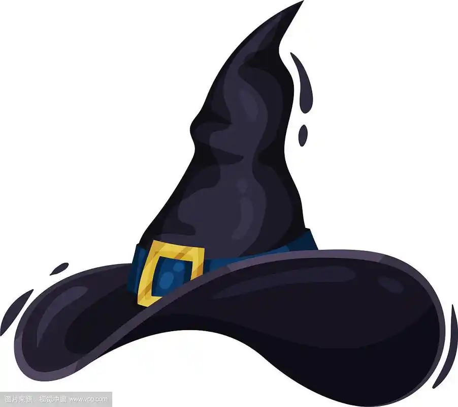 白底带扣的女巫帽