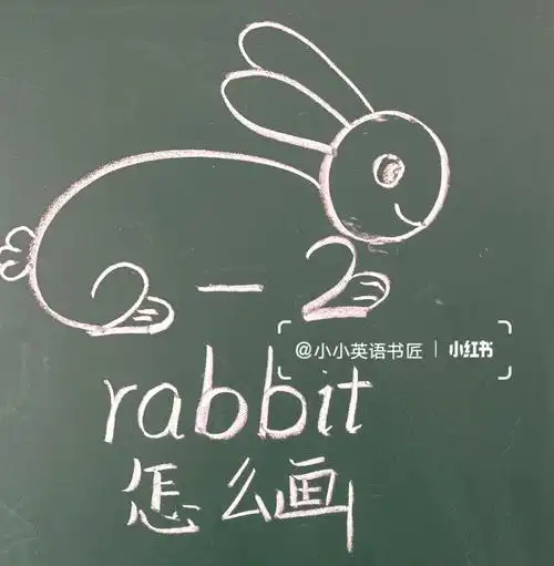 画上眼睛嘴巴画上腿7最后添上尾巴rabbit就画好了#简笔画  #简笔画
