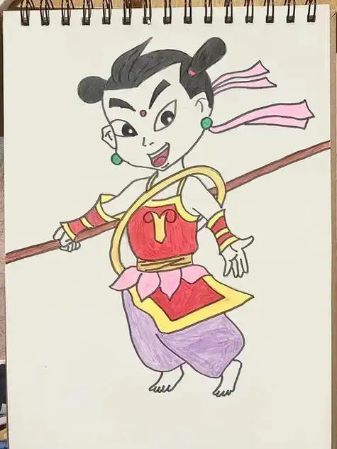 变身完的哪吒简笔画(哪吒变身后简笔画萌版) -【爱个性】