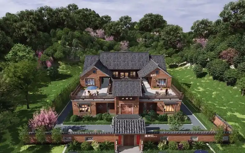 建一栋古色古香的中式四合院房子四四方方一家团团圆圆