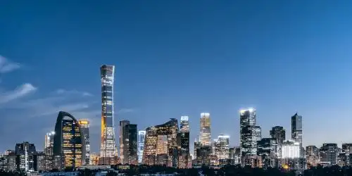 中国北京城市天际线cbd建筑群夜景