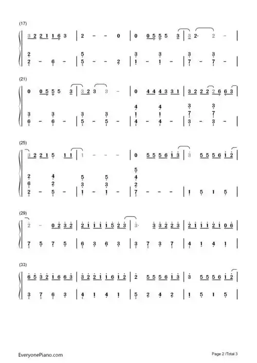 认真的雪-薛之谦-简单版双手简谱预览2