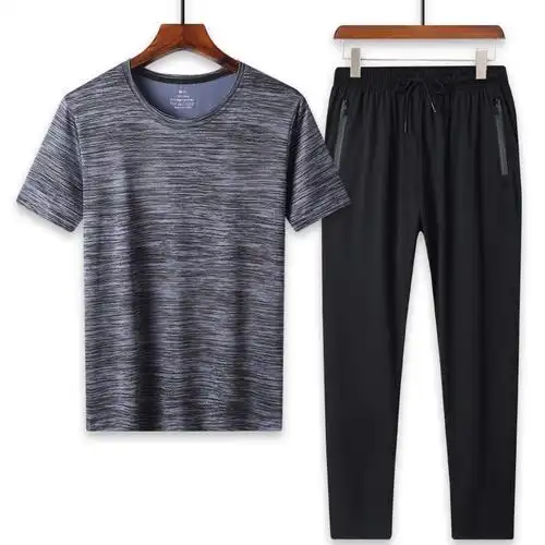 包邮套装/t恤夏季休闲运动套装男士短袖青年男装运动服套装爸爸衣