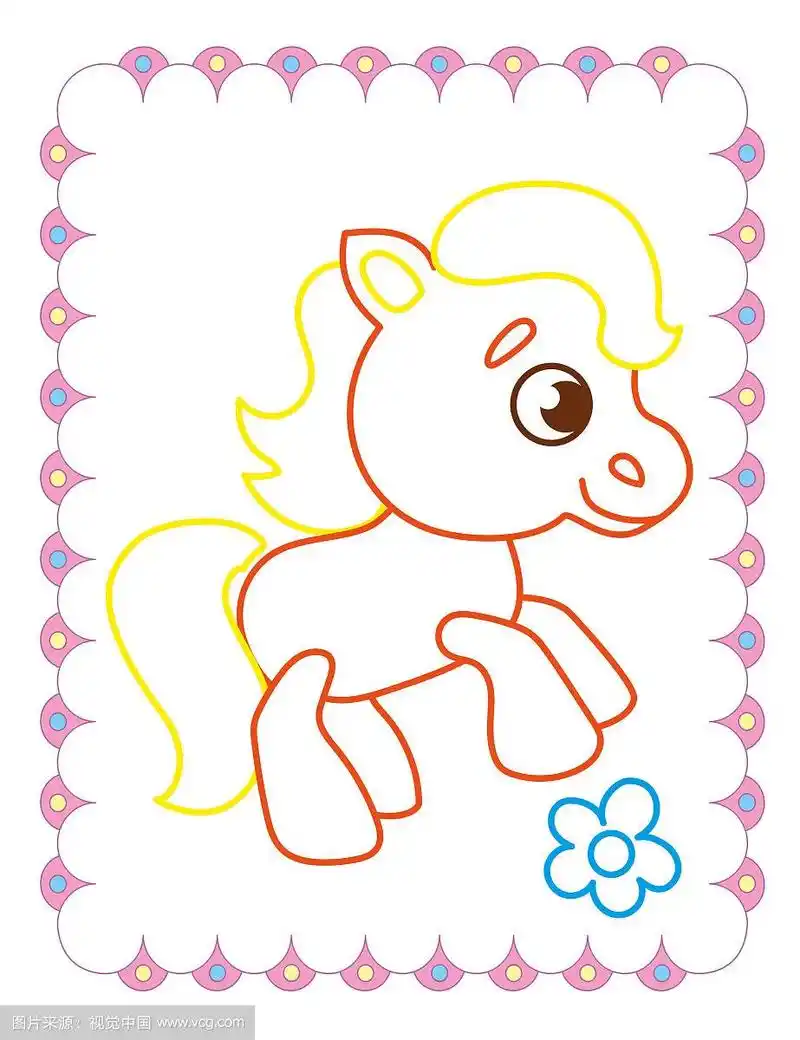 可爱有趣的动物马的涂色书