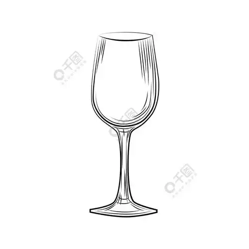 手绘空酒杯素描雕刻风格孤立在白色背景上的矢量图手绘空酒杯素描雕刻