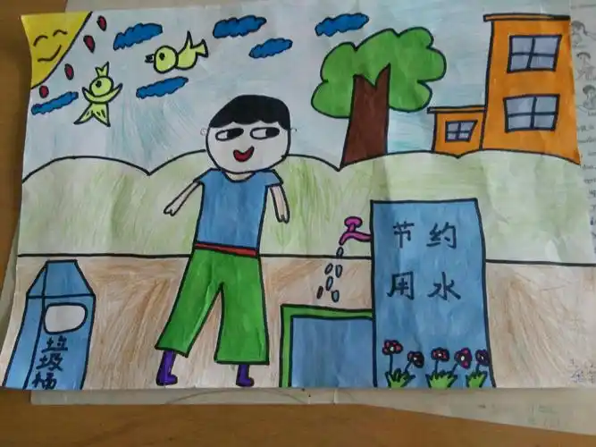 区第八小学三年级二班《创建文明城,争做环保小卫士》为主题队会,绘画