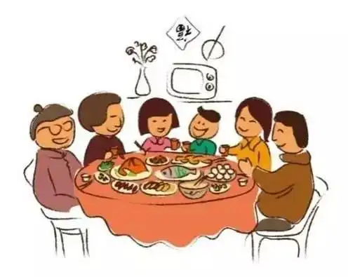 乡下人家院落晚餐图简笔画