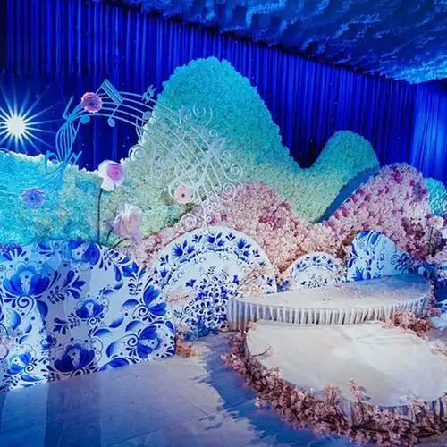 蓝色青花瓷清新淡雅主题婚礼