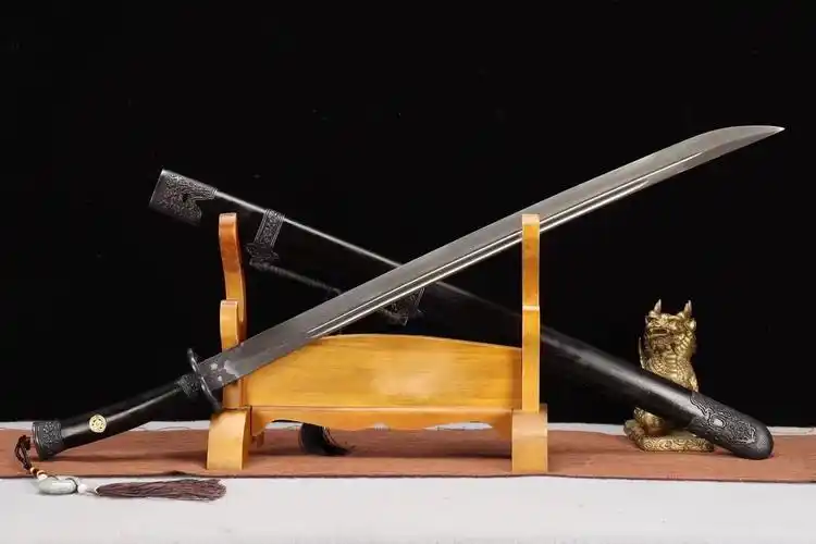 龙泉宝剑26寸花纹钢曲柄雁翎刀未开刃