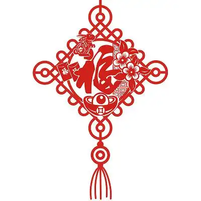 白底福字圆形花纹春节贴纸新春装饰新春元素剪纸福字元素福字新年