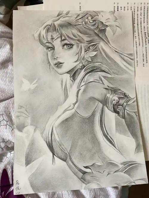 貂蝉金扑棱蛾子素描更新中