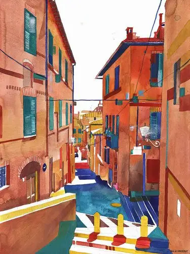 majawronska建筑水彩绘画作品欣赏