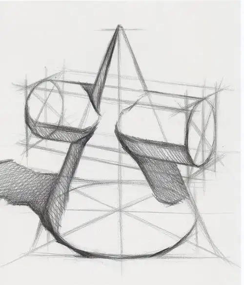 圆柱圆锥穿插体结构素描