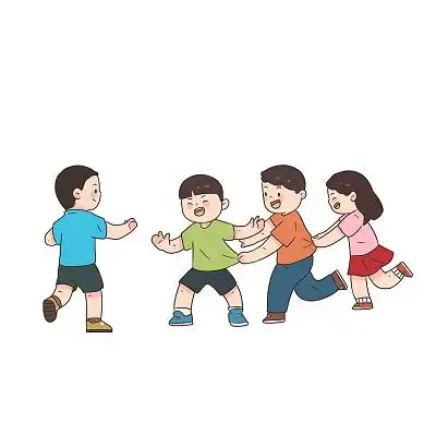 手绘卡通小朋友玩耍老鹰抓小鸡游戏免扣元素小孩儿童