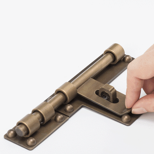 门扣门栓大门插锁纯铜老式大号门闩仿古木门明装加长门拴 防盗插销 明