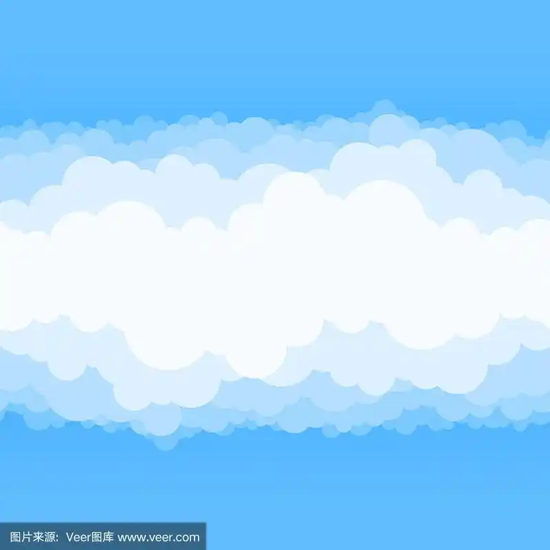 矢量平坦的空中白云卡通天空地平线