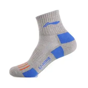 李宁袜子男 吸汗透气防臭纯棉户外运动袜 393-5 灰蓝色