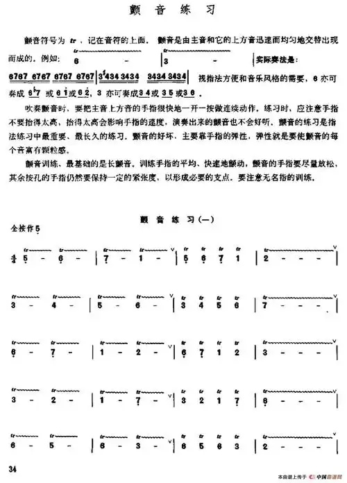 笛子颤音练习笛箫谱笛子颤音练习笛箫谱