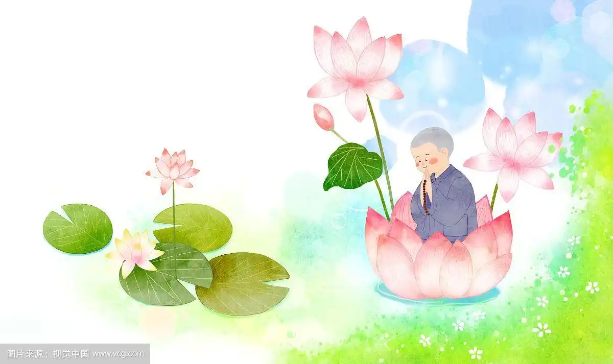 佛节,佛教,荷花,水彩画