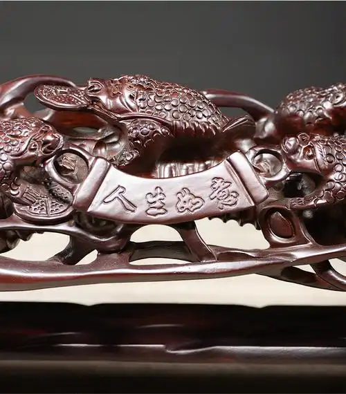 摆件工艺品木雕人生如意摆件实木办公室吉祥红木雕刻工艺品生日送礼