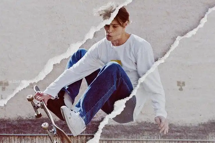 撕裂拼贴照片海报效果的ps图层样式模板