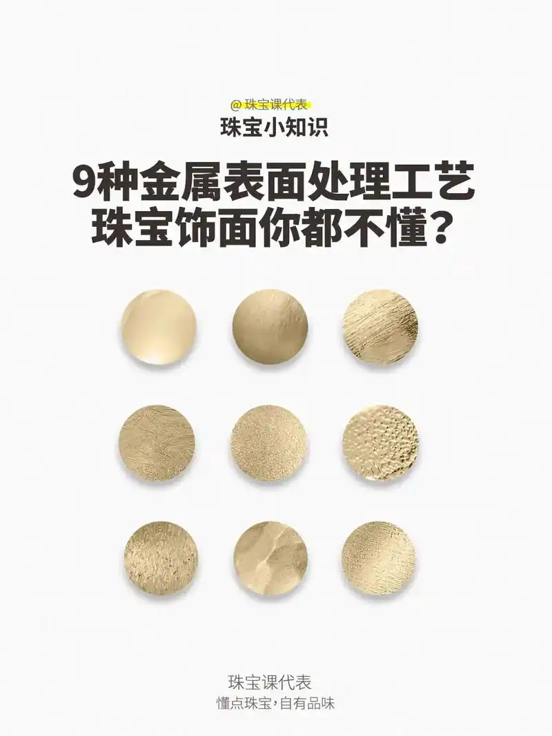 9种金属表面处理工艺,珠宝饰面你懂几个.珠宝饰面就是描述对金 - 抖音