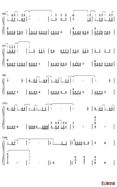muyuuka钢琴简谱-数字双手-rurutia ルルティア4