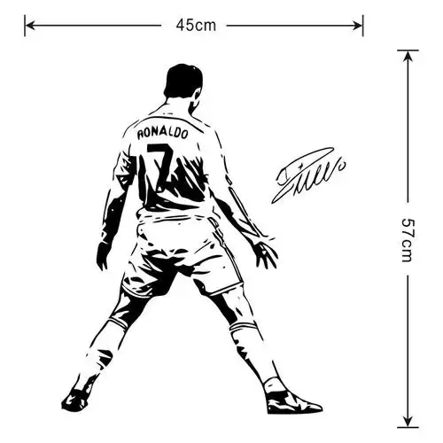 跨境专供学生宿舍卧室可移除足球贴纸尤文c罗霸气庆祝动作墙贴