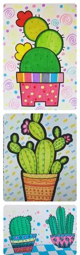 还可以用彩笔画仙人掌