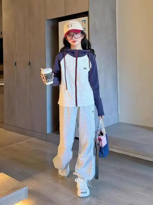 女童秋装套装2025新款休闲运动服儿童装春秋款卫衣外套阔腿裤大童