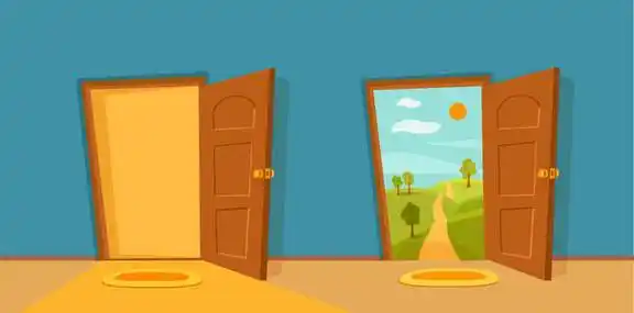 开门卡通五颜六色的向量例证.住宅公寓入口照片