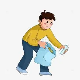 植树节保护环境捡垃圾的青少年