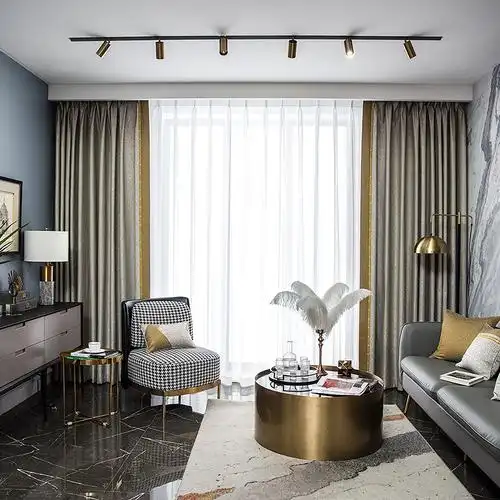 窗帘轻奢现代简约风格样板定制高端别墅客厅卧室定制窗帘