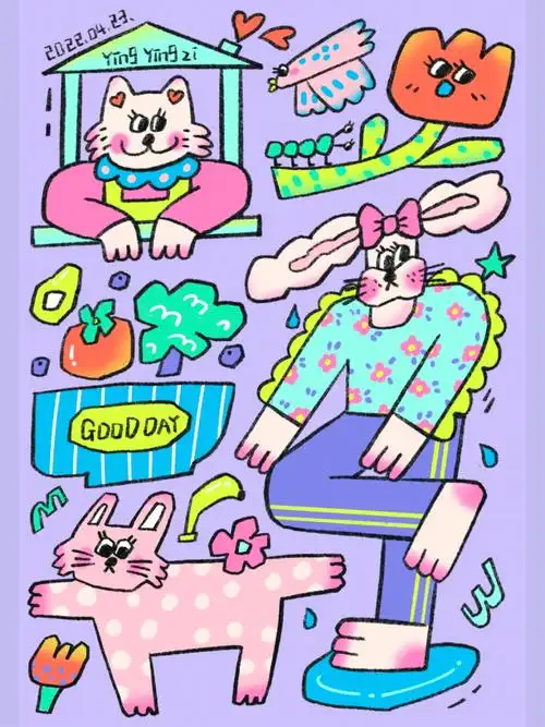 趣味小插画l今天努力做刘畊宏女孩06