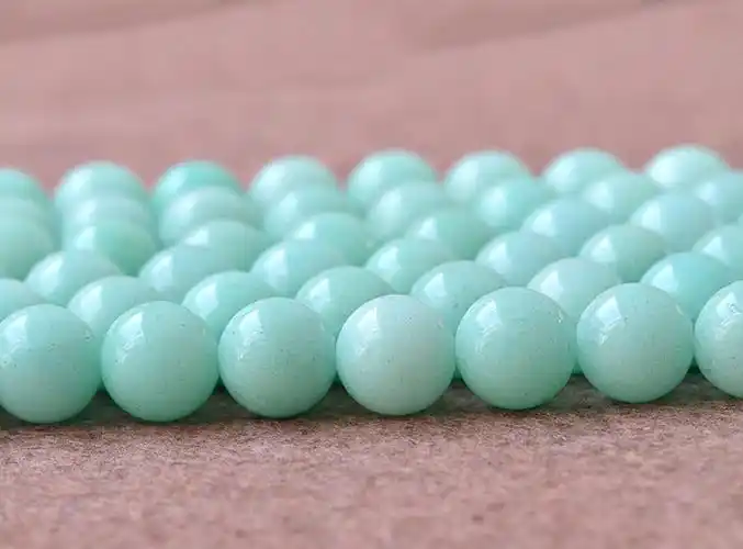 天然天蓝石散珠 珠径6-12mm天蓝石圆珠串珠 半成品diy饰品配件