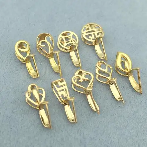 芠拉18k金扣头加厚夹扣瓜子扣玉石翡翠镶嵌k金吊坠扣项链坠子配件七夕