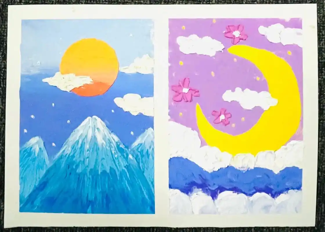 日月同辉.不要慌,太阳落下有月光,月亮落下有朝阳#画画 #每 - 抖音